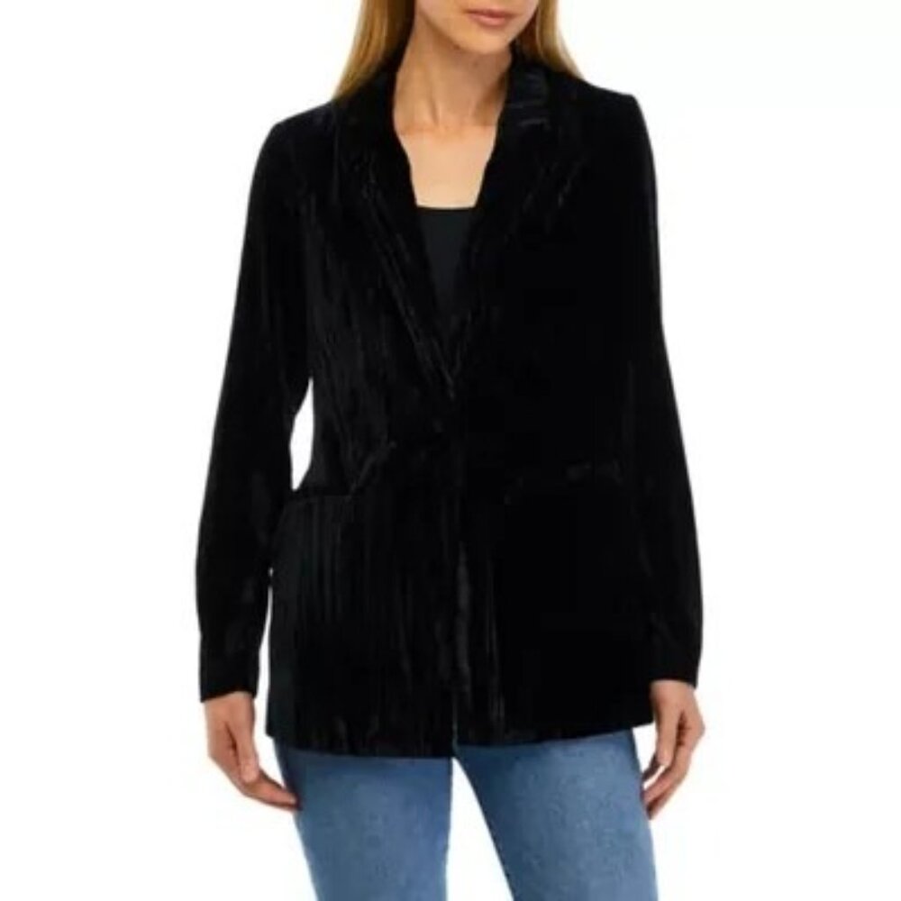 Truth by Republic Women's Crush Velvet Black Blazer Size XS new with tag